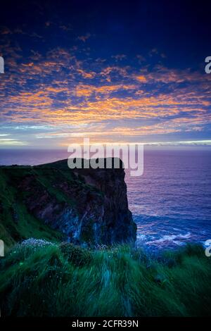 Coucher de soleil sur St Agnes, Cornwall, Royaume-Uni Banque D'Images