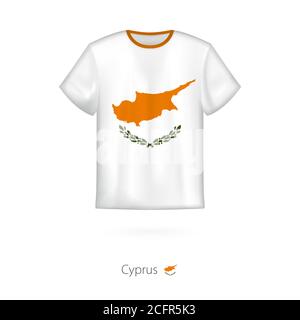 T-shirt avec drapeau de Chypre. Modèle vectoriel pour t-shirt. Illustration de Vecteur