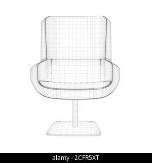 Image filaire d'une chaise confortable à partir de lignes noires isolées sur fond blanc. Vue avant. 3D. Illustration vectorielle Illustration de Vecteur