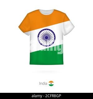 T-shirt avec drapeau de l'Inde. Modèle vectoriel pour t-shirt. Illustration de Vecteur