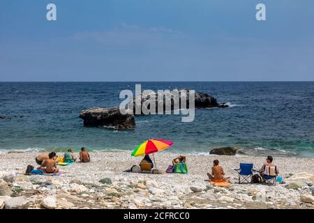 Pélion, Grèce - 8 août 2020 : plage pittoresque de Damouchari à Pélion, en Grèce Banque D'Images