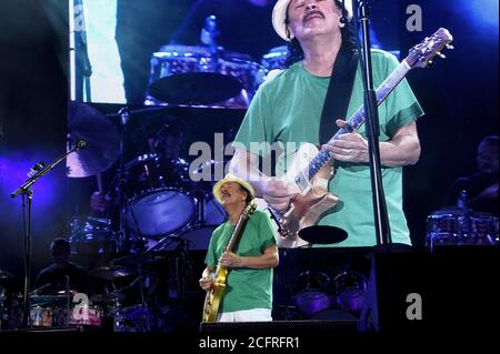 Milan Italie 21/07/2016 Carlos Santana concert à l'Assago Arène d'été Banque D'Images