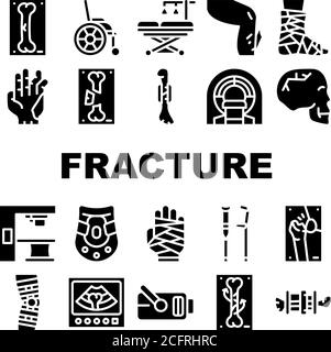 Les icônes de collecte d'accident de fracture définissent une illustration isolée Illustration de Vecteur