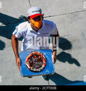 SAINZ Carlos (spa), McLaren Renault F1 MCL35, célébrant son anniversaire lors de la Formule 1 Gran Premio Heineken d'italia 2020, 2020 Grand PRI italien Banque D'Images