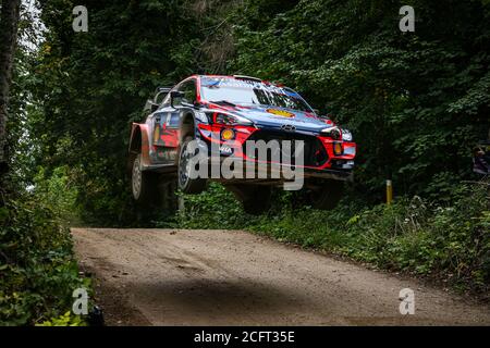 08 TANAK Ott (est), JARVEOJA Martin (est), Hyundai i20 coupé WRC, Hyundai Shell MOBIS WRT, action lors du rallye 2020 Estonie, 4e tour du 2020 Banque D'Images