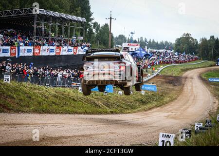 08 TANAK Ott (est), JARVEOJA Martin (est), Hyundai i20 coupé WRC, Hyundai Shell MOBIS WRT, action lors du rallye 2020 Estonie, 4e tour du 2020 Banque D'Images