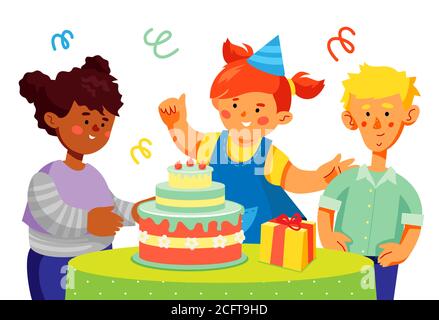 Célébration d'anniversaire - illustration de style plat coloré Illustration de Vecteur