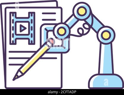 Icône de couleur RVB du scénario écrit ai Illustration de Vecteur