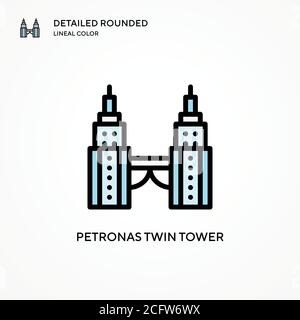 Icône de vecteur tour double Petronas. Concepts modernes d'illustration vectorielle. Facile à modifier et à personnaliser. Illustration de Vecteur