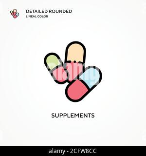 Icône de vecteur Supplements. Concepts modernes d'illustration vectorielle. Facile à modifier et à personnaliser. Illustration de Vecteur