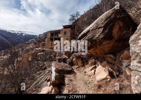 Ancienne ville abandonnée de Gamsutl République du Dagestan, Russie Banque D'Images