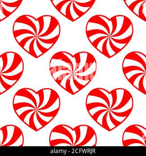 Motif de coeurs sans couture avec rayures rouges et blanches sur fond blanc. Image vectorielle Illustration de Vecteur