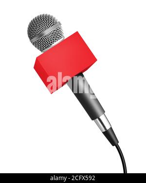 Microphone d'informations blanc isolé sur blanc Banque D'Images