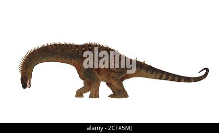 Alamosaurus dinosaure tête vers le bas manger - rendu 3D Banque D'Images