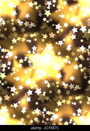Texture sans couture avec des étoiles dorées et un bokeh luxueux. Motif vectoriel pour votre créativité Illustration de Vecteur