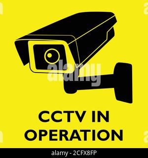 Attention cctv en fonctionnement panneau jaune Illustration de Vecteur