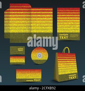 Papeterie, Corporate image Design avec motif à rayures Illustration de Vecteur