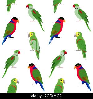Motif sans couture avec perroquets brillants. Répétition de l'arrière-plan avec des oiseaux tropicaux. Illustration de Vecteur