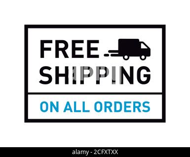 Livraison gratuite. Badge avec icône de chariot. Illustration vectorielle plate. Illustration de Vecteur