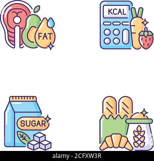 Jeu d'icônes de couleur RVB Food for Weight Loss Illustration de Vecteur