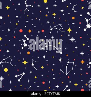 Motif sans coutures Galaxy. Arrière-plan lumineux. Texture de la constellation de couleurs. Illustration vectorielle pour l'impression, la carte, l'affiche, la brochure, le textile Illustration de Vecteur