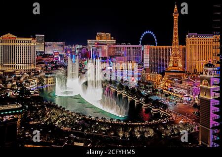 Las Vegas Nevada vue panoramique sur le Strip de Las Vegas. Banque D'Images