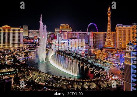 Las Vegas Nevada vue panoramique sur le Strip de Las Vegas. Banque D'Images