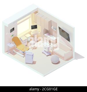 Salle de travail et de livraison isométrique Vector Illustration de Vecteur