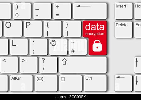 Concept de verrouillage de chiffrement de données PC ordinateur clavier 3d illustration rouge Banque D'Images