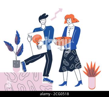 Idée d'entreprise et investissements à la technologie avancée, esquisse de vecteur. Illustration de Vecteur