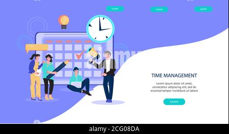 Bannière de gestion du temps et de planification des activités. Illustration de Vecteur
