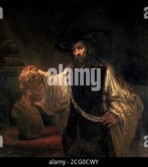 Aristote avec un buste. D'Homer par Rembrandt van Rijn (1606-1669), huile sur toile, 1653 Banque D'Images