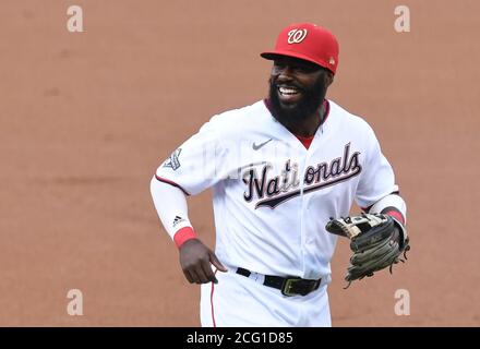 Washington, États-Unis. 08 septembre 2020. Les ressortissants de Washington Josh Harrison s'en va tandis que les nationaux jouent les Tampa Bay Rays au Nationals Park à Washington, DC, le mardi 8 septembre 2020. Photo de Kevin Dietsch/UPI crédit: UPI/Alay Live News Banque D'Images