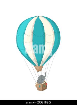 Petit éléphant dans son ballon d'air chaud, dessin animé vectoriel Illustration de Vecteur