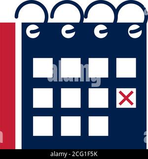 Élections aux États-Unis, marqueur de calendrier de rappel campagne électorale politique plat icône dessin illustration vectorielle Illustration de Vecteur