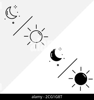 Vecteur d'icône de lune de jour et de nuit. Icône de lune de jour et de nuit avec style de ligne et style Uni Illustration de Vecteur