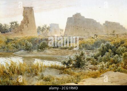 Kelly Robert George Talbot - les ruines à Karnak - British School - 19e siècle Banque D'Images