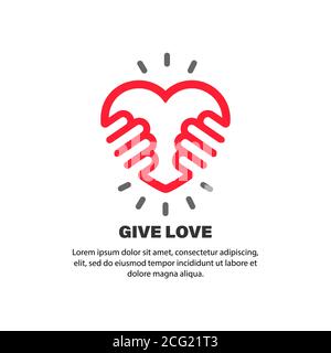Signe d'amour. Mains tenant le cœur. Relation. Concept d'amour. Vecteur sur fond blanc isolé. SPE 10 Illustration de Vecteur