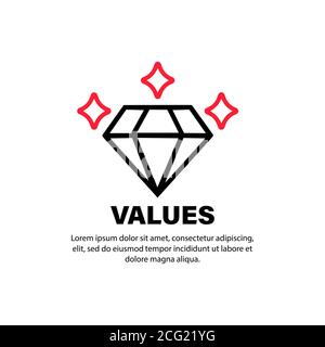 Signe valeurs. Icône en forme de losange. Bijoux. Objectif d'entreprise. Vecteur sur fond blanc isolé. SPE 10 Illustration de Vecteur