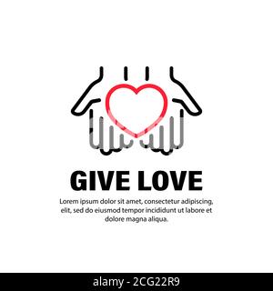 Icône mains avec coeur. Donnez de l'amour. Relations. Vecteur sur fond blanc isolé. SPE 10 Illustration de Vecteur