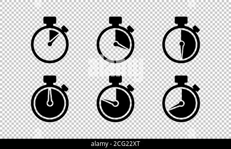 Icône isolée du minuteur définie sur fond transparent. Compte à rebours. Symbole du chronomètre. Gestion du temps. Horloge. Icône de montre. Vecteur EPS 10. Illustration de Vecteur