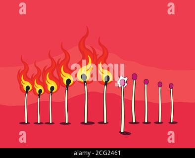 Propagation du feu - concept de ligne de rupture - distance sociale illustration Illustration de Vecteur