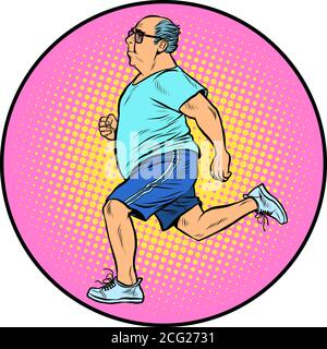 Adulte gros homme courant, sport Illustration de Vecteur