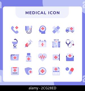 collection medical icon avec style moderne et violet couleur Illustration de Vecteur