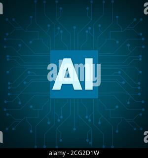 Concept d'intelligence artificielle. Lettrage ai sur fond de circuit futuriste Banque D'Images