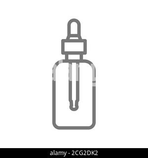 icône de bouteille d'huile cosmétique isolée sur blanc Illustration de Vecteur