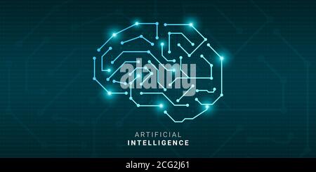 Illustration conceptuelle de l'intelligence artificielle avec circuit Brain sur binaire Contexte du code Banque D'Images