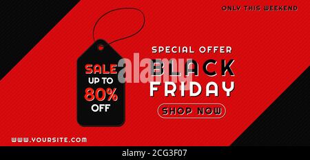 Black friday sale concept Red Overlap pattern background discount tag design. Illustration vectorielle. Illustration de Vecteur