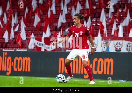 Copenhague, Danemark. 08 septembre 2020. Yussuf Poulsen (20) du Danemark vu lors du match de la Ligue des Nations de l'UEFA entre le Danemark et l'Angleterre à Parken à Copenhague. (Crédit photo : Gonzales photo/Alamy Live News Banque D'Images