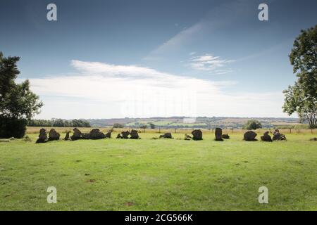 image paysage des rois hommes de la partie rollright Pierre dans la frontière de l'Oxfordshire Warwickshire en Angleterre Banque D'Images